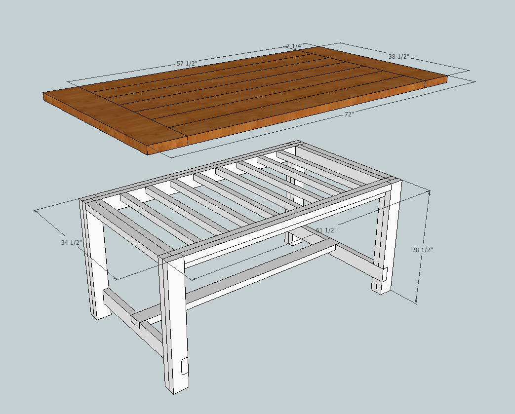 farmhouse kitchen table measurements